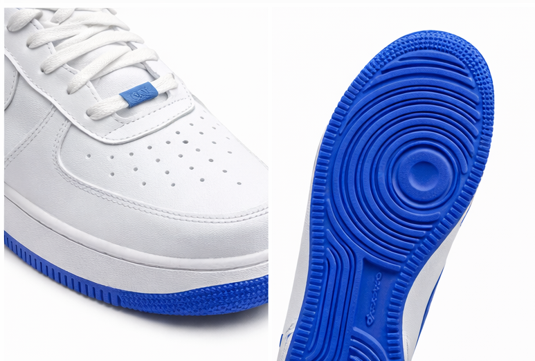 AF1 WHITE WITH BLUE SOLE